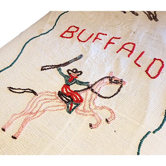 50s Vintage Buffalo Bill Twin Size Chenille Bedspread - Picture 4 of 11